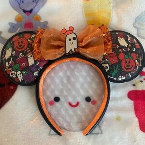 Disney Halloween Minnie Mouse Ears Headband with Glow in the Dark Ghost